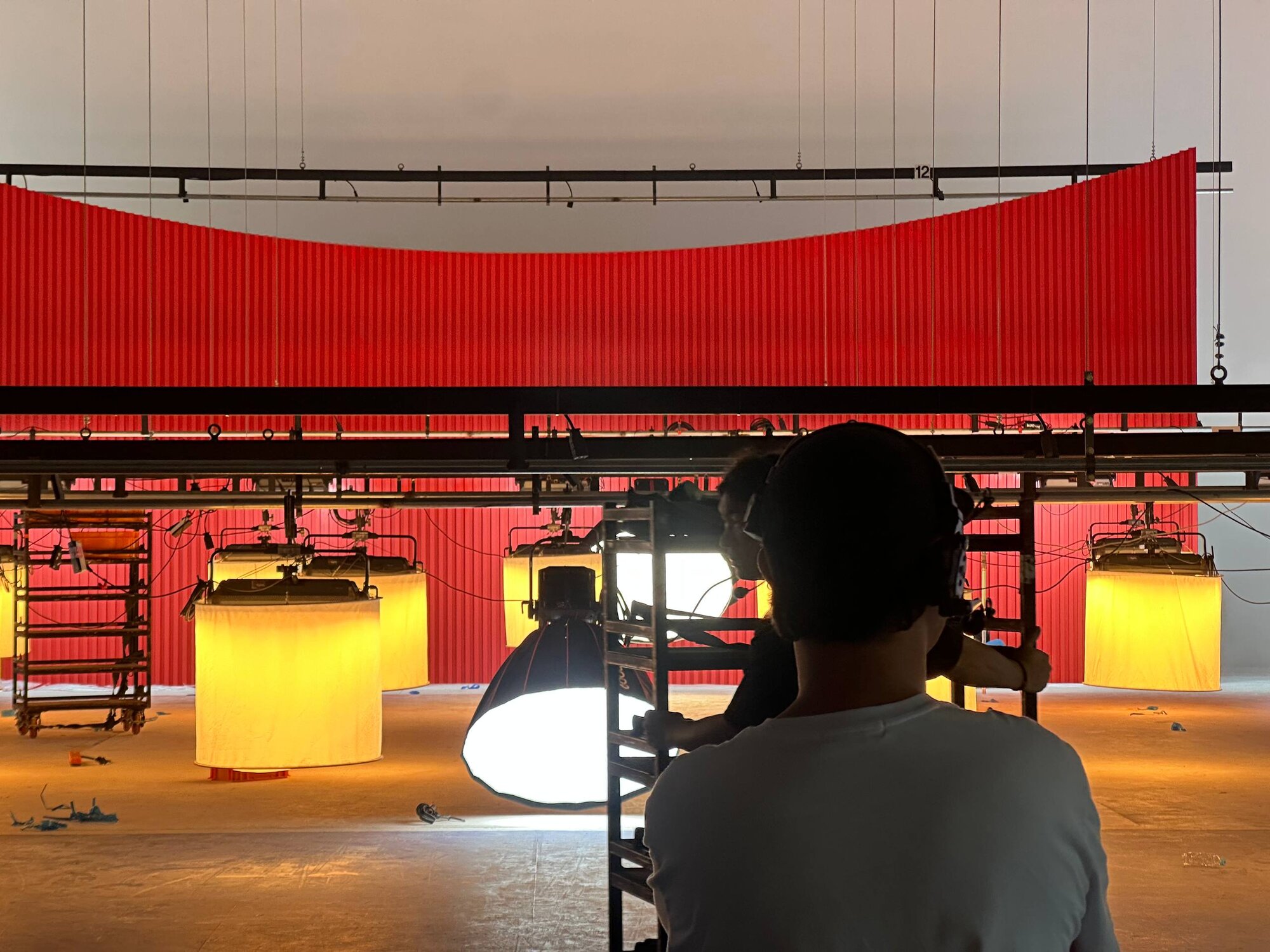 Atmospheric lighting setup on a custom StageKnot sound stage