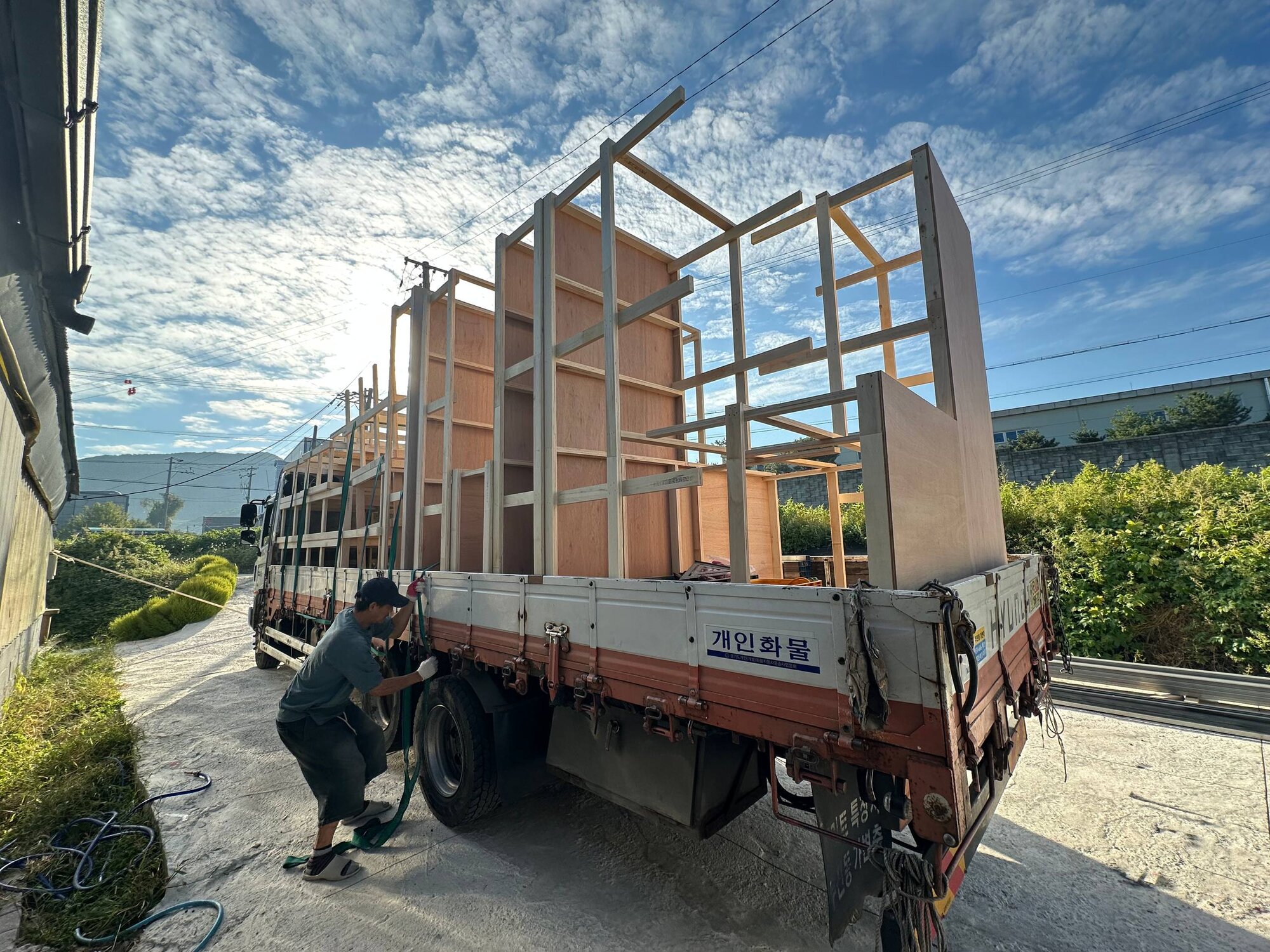 Custom-built stage set frame, fabricated in the StageKnot workshop and transported to location